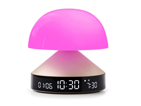 Светильник с часами и световым будильником Mina Sunrise, золотистый