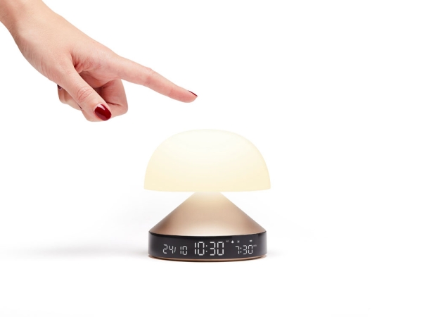 Светильник с часами и световым будильником Mina Sunrise, золотистый