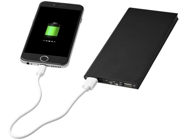 Алюминиевое портативное зарядное устройство Plate 8000 мА∙ч, черный