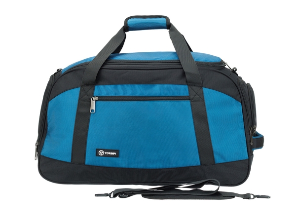 Сумка спортивная TORBER, синий/черный, полиэстер, 52 х 25 х 30 см