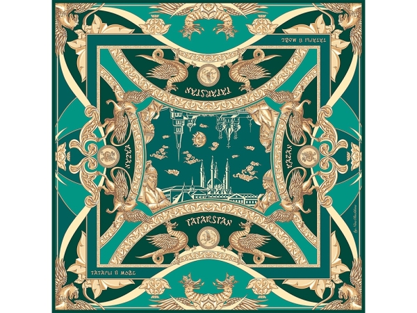 Платок «Казань Драгоценная» изумрудный