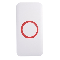 Универсальный аккумулятор с функцией беспроводной зарядки SATURN,белый с голубым,15х7,3х1,2с Универсальный аккумулятор с функцией беспроводной зарядки SATURN,белый с голубым,15х7,3х1,2с