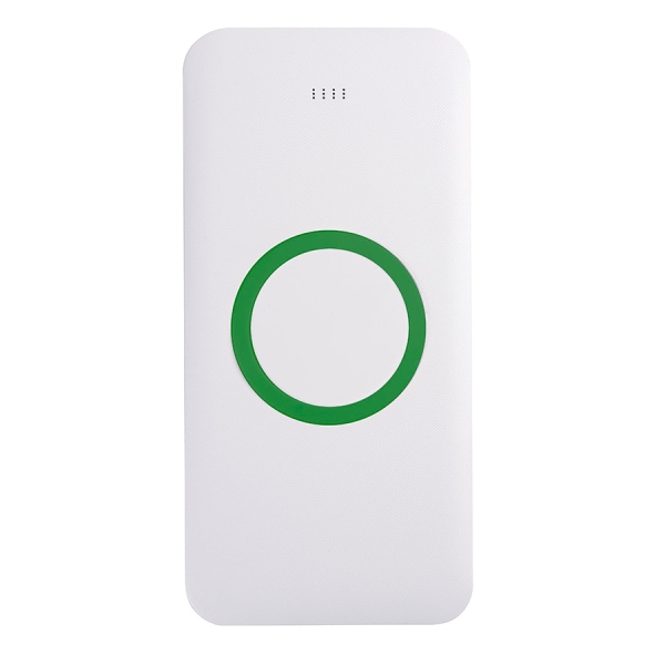 Универсальный аккумулятор с функцией беспроводной зарядки SATURN,белый с голубым,15х7,3х1,2с