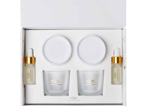 Набор для создания 2-х ароматических свечей: амбра и табак/маракуйя, сандал и пачули