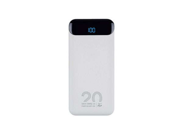 RIVACASE VA2580 (20 000mAh), QC/PD 20W внешний аккумулятор с дисплеем, белый /24