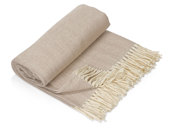 Плед "Ёлочка" 150х180 см. ПРЕМИУМ (бежевый однотонное)