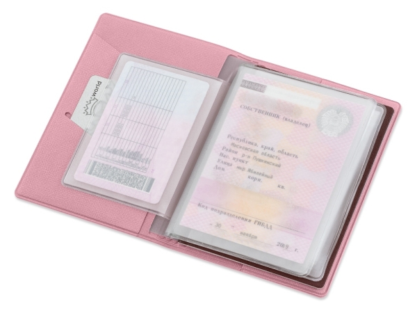 Классическая обложка для автодокументов "Favor", розовая