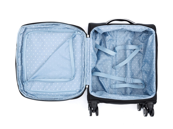 Чемодан TORBER НЕРО, чёрный, переработанный ПЭТ, 40 х 20 х 55 см, 37 л