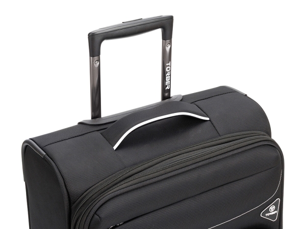 Чемодан TORBER НЕРО, чёрный, переработанный ПЭТ, 40 х 20 х 55 см, 37 л