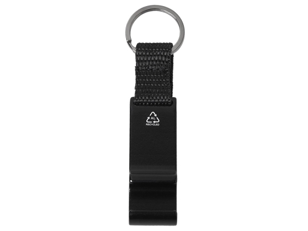 Брелок с подставкой для телефона из переработанного алюминия "Lao", черный