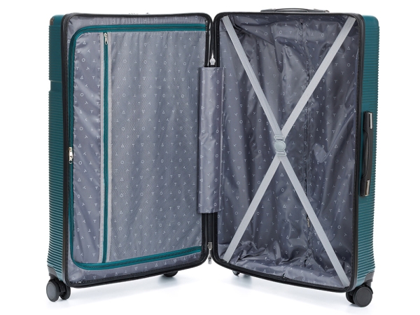 Чемодан TORBER Onego, зелёный, ABS-пластик, 79,5 х 51 х 29 см, 103 л