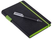 Бизнес блокнот "Bossy" с ручкой, черный и зеленое яблоко Бизнес блокнот "Bossy" с ручкой, черный и зеленое яблоко