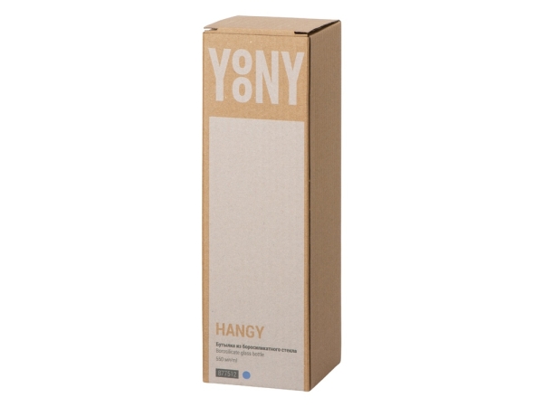 Бутылка из боросиликатного стекла "Hangy", 550 мл, индиго