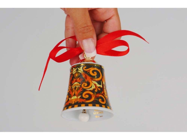 Новогодний колокольчик Versace Barocco, оранжевый/черный/золотистый