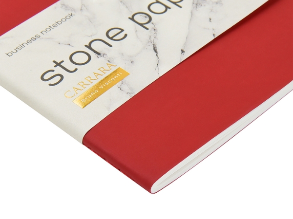 Тетрадь с каменной бумагой А5 "Carrara" 40 л., линейка, бордовый