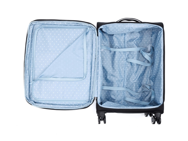 Чемодан TORBER НЕРО, чёрный, переработанный ПЭТ, 44 х 25 х 67 см, 63 л