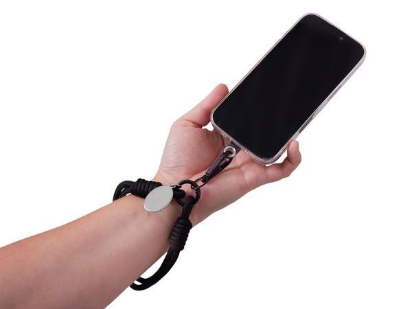 Брелок-браслет "Bohemian" c тканевым держателем для телефона, черный