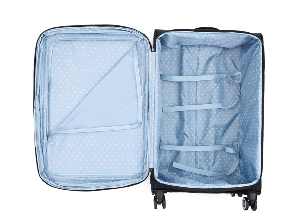 Чемодан TORBER НЕРО, чёрный, переработанный ПЭТ, 48 х 28 х 79 см, 90 л