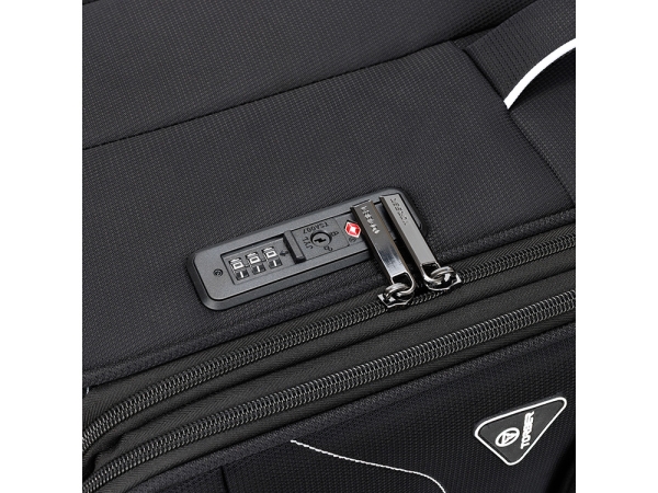 Чемодан TORBER НЕРО, чёрный, переработанный ПЭТ, 48 х 28 х 79 см, 90 л