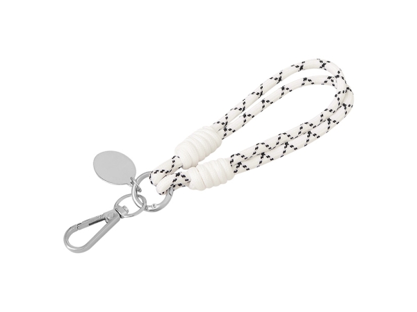 Брелок-браслет "Bohemian" c тканевым держателем для телефона, бело-черный