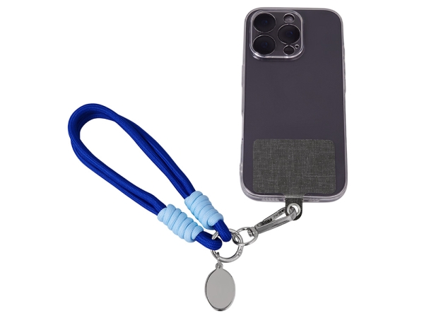 Брелок-браслет "Bohemian" c тканевым держателем для телефона, синий