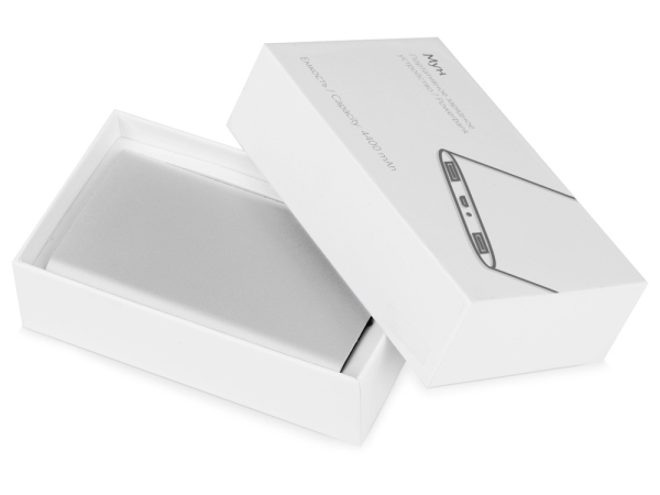 Портативное зарядное устройство "Мун" с 2-мя USB-портами, 4400 mAh, серебристый