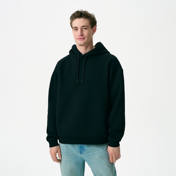 Худи релакс унисекс Баланс (Balance), с начесом, черный, размер XS/S