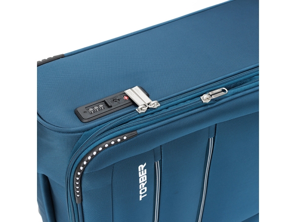 Чемодан TORBER ВИВИ, синий, полиэстер, 39 х 20 х 54 см, 36 л