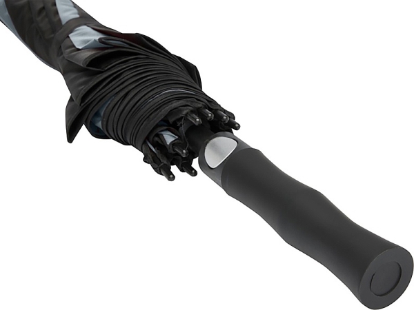 Джефф 30-дюймовый ветрозащитный зонт-трость, серый/черный