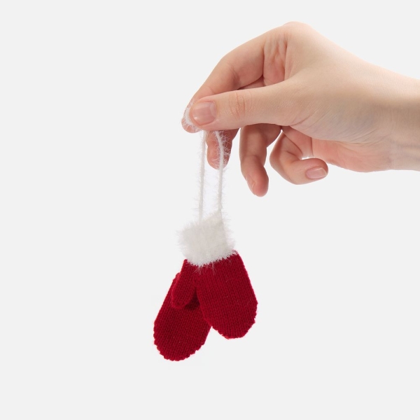 Подвеска на елку «Вьюшка», варежки, красная