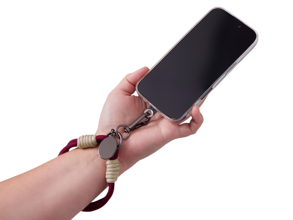 Брелок-браслет "Bohemian" c тканевым держателем для телефона, бургунди