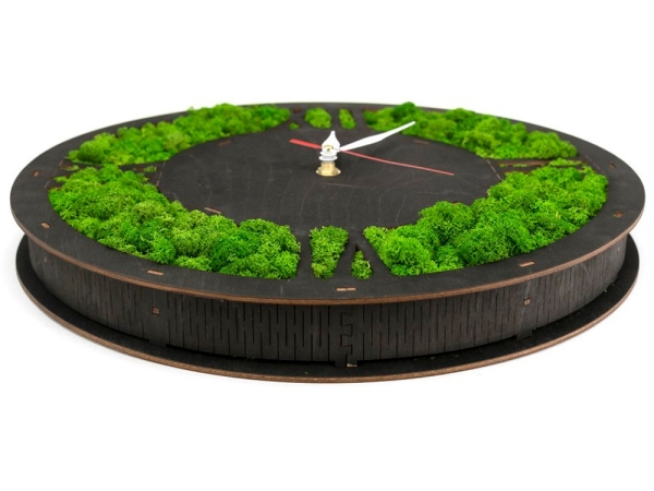 Часы Римские 1 со мхом настенные, цвет черный малахит, QRONA