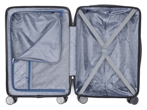 Чемодан TORBER Onego, синий, ABS-пластик, 59,5 х 39,5 х 24 см, 46 л