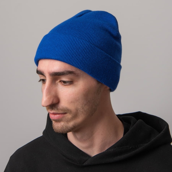 Шапка вязаная двойная "Essential", с отворотом, белый,100% акрил