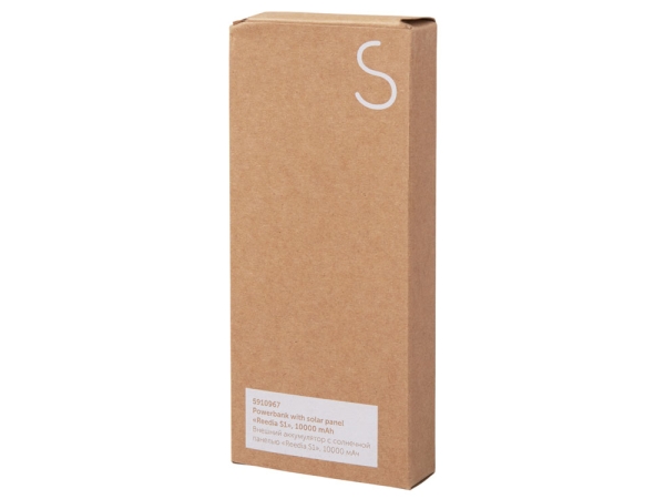 Внешний аккумулятор с подсветкой лого и солнечной панелью «Reedia S1», 10000 mAh, бамбук, черный