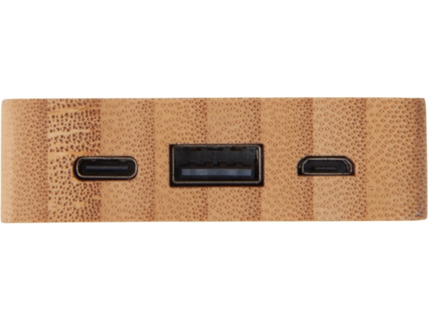 Внешний аккумулятор с подсветкой лого «Reedia S2», 5000 mAh, бамбук, черный