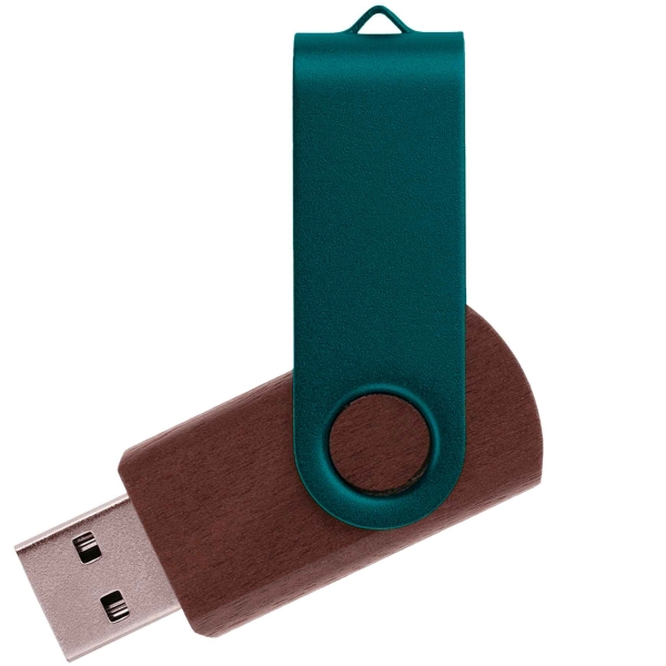 Флешка TWIST WOOD COLOR Темное дерево с зеленым 4014.32.02.32ГБ3.0