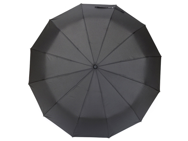 Зонт складной мужской TORBER, автомат, 3 сложения, черный, каркас сталь/файбергласс, эпонж, пластиковая ручка, диаметр 103 см