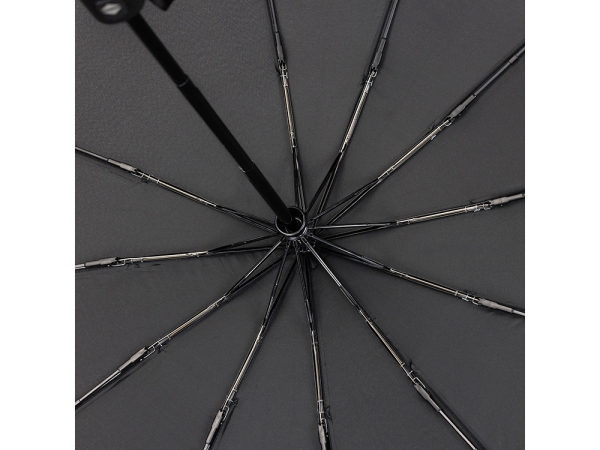 Зонт складной мужской TORBER, автомат, 3 сложения, черный, каркас сталь/файбергласс, эпонж, пластиковая ручка, диаметр 103 см