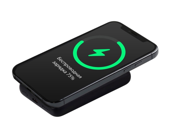 Магнитный внешний беспроводной аккумулятор «Polarix», QC/PD, 10000 мАч, черный