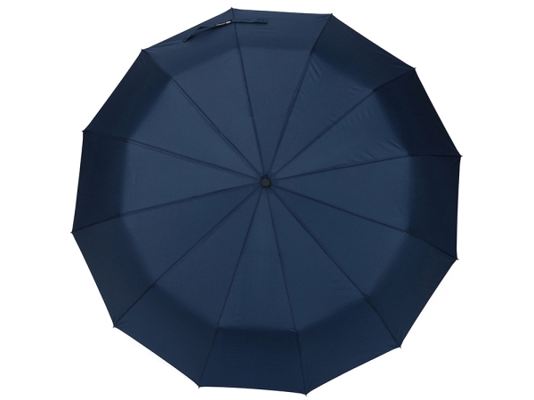 Зонт складной мужской TORBER, автомат, 3 сложения, синий, каркас сталь/файбергласс, эпонж, пластиковая ручка, диаметр 103 см
