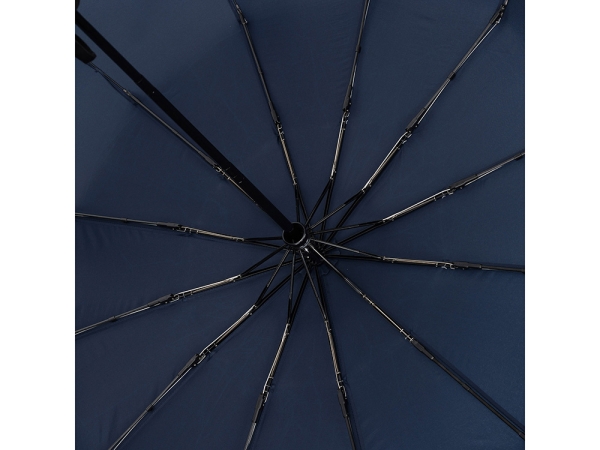 Зонт складной мужской TORBER, автомат, 3 сложения, синий, каркас сталь/файбергласс, эпонж, пластиковая ручка, диаметр 103 см
