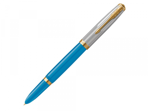 Перьевая ручка Parker 51 Premium Turquoise GT перо; M/F, чернила: Black,Blue, в подарочной упаковке.