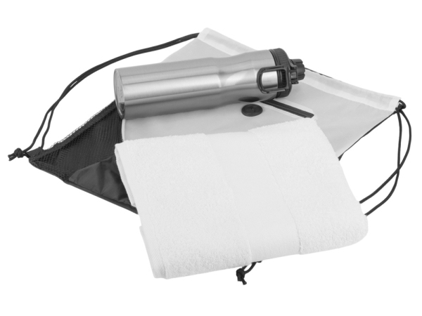 Спортивный набор со стальной бутылкой и полотенцем «Advanced», белый