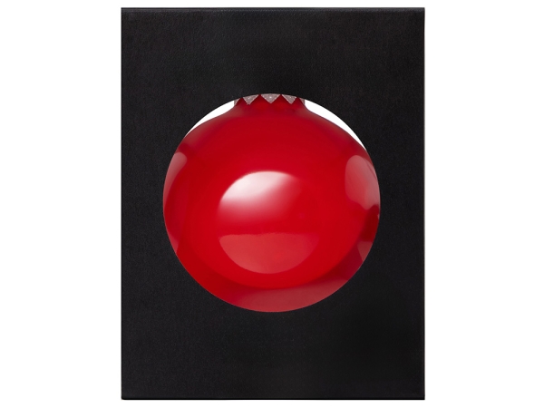 Стеклянный елочный шар "Frozi", красный прозрачный, с серебристым колпачком