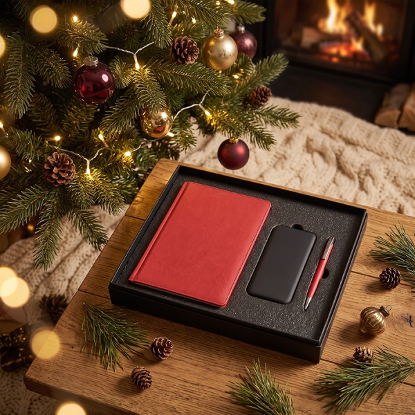 Набор подарочный BLISS: ежедневник, ручка и power bank в коробке  с ложементом