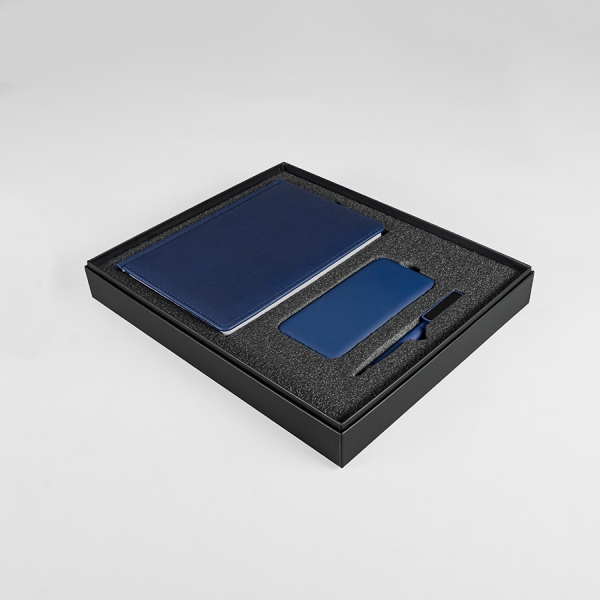Набор подарочный BLISS: ежедневник, ручка и power bank в коробке  с ложементом