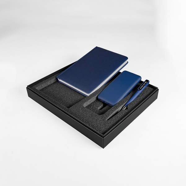 Набор подарочный BLISS: ежедневник, ручка и power bank в коробке  с ложементом