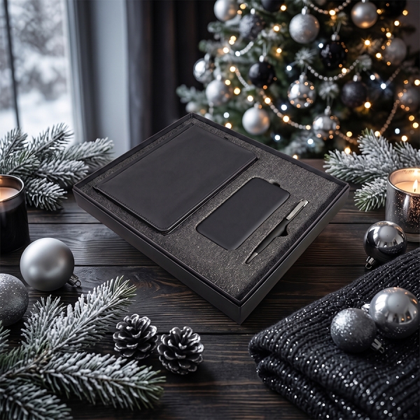 Набор подарочный BLISS: ежедневник, ручка и power bank в коробке  с ложементом
