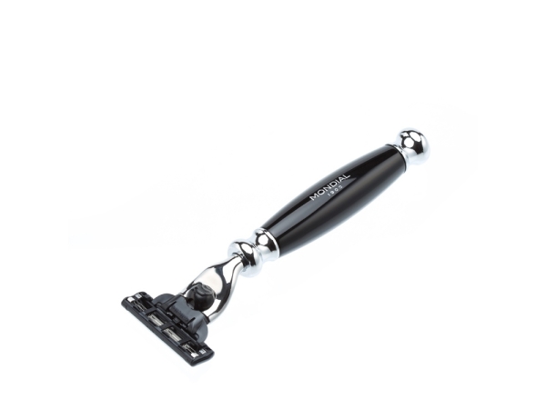 Бритвенный набор Mondial: станок MACH3, помазок, крем для бритья Mandorla, цвет черный